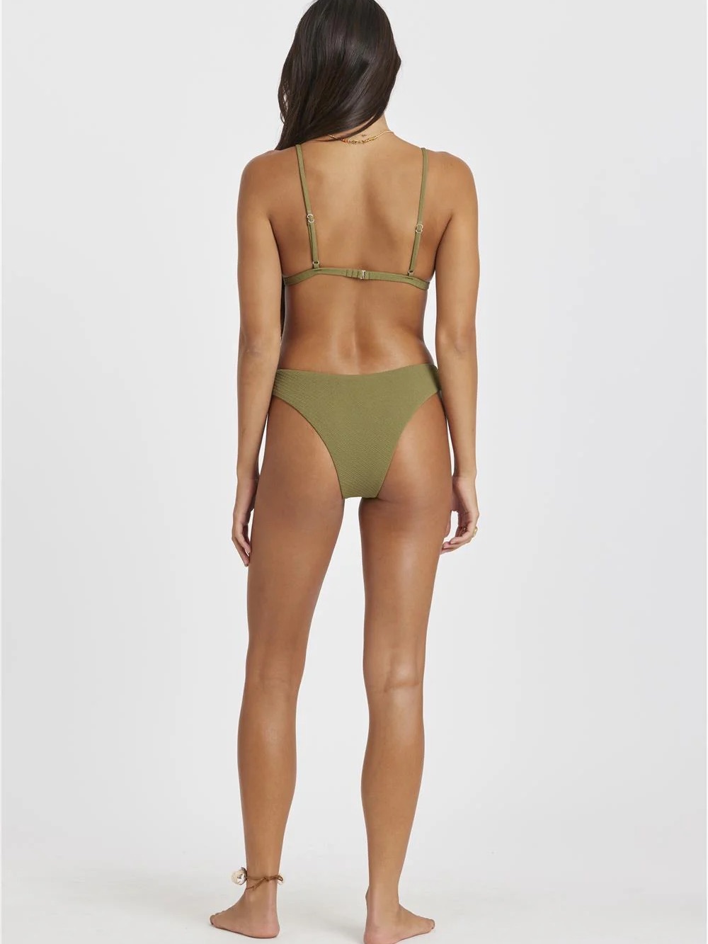 Bikini - Green Ribbed Bikini Set - Picture 3 of 13